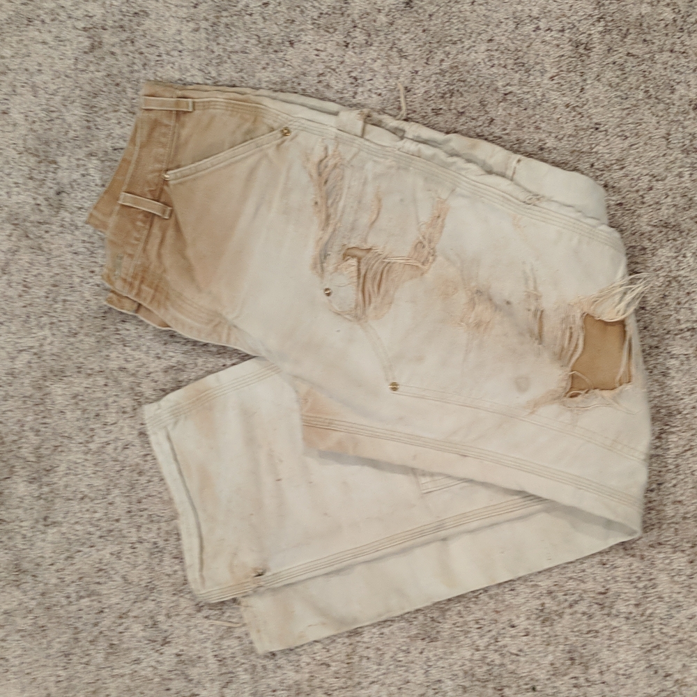 Vintage Carhartt jeans tan faded distressed look size 32x34